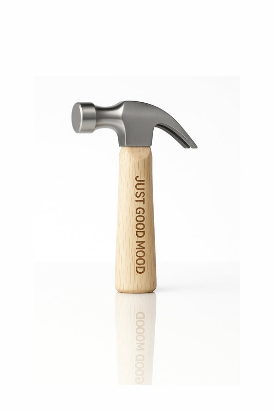 JUSTGOODMOOD Mini Hammer – Stahlhammerkopf & Echtholzgriff · Kompakt & Robust · Für DIY, Camping, Hausreparaturen · 165 mm