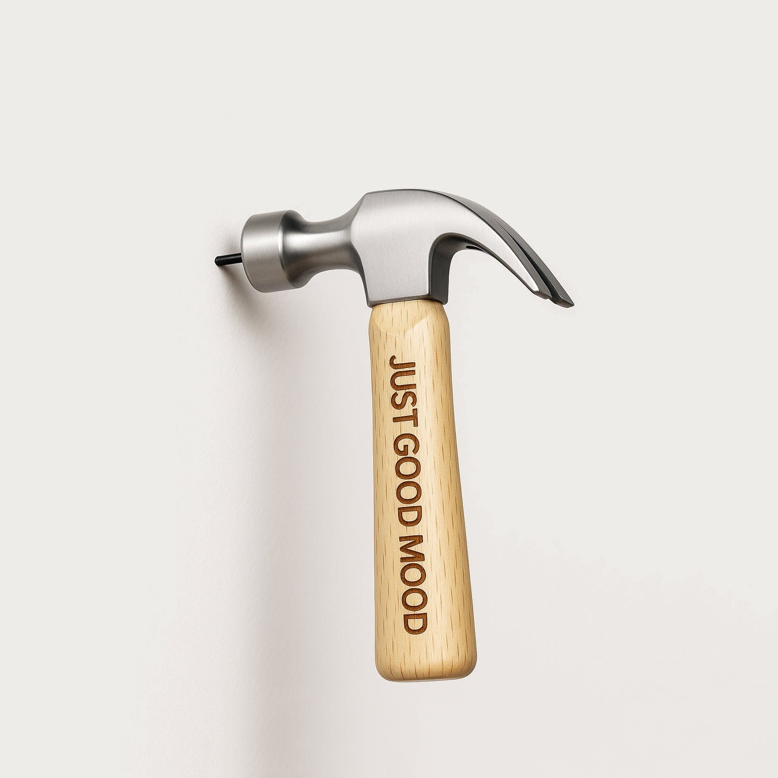 JUSTGOODMOOD Mini Hammer – Stahlhammerkopf & Echtholzgriff · Kompakt & Robust · Für DIY, Camping, Hausreparaturen · 165 mm - justgoodmood