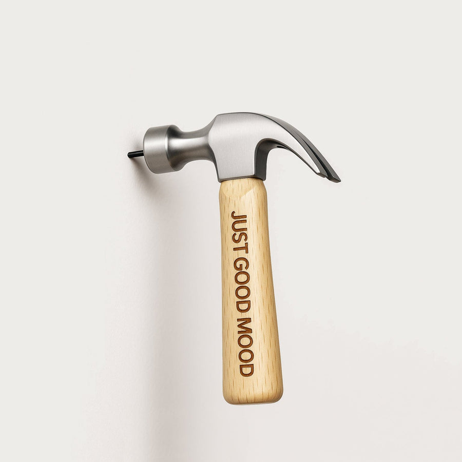 JUSTGOODMOOD Mini Hammer – Stahlhammerkopf & Echtholzgriff · Kompakt & Robust · Für DIY, Camping, Hausreparaturen · 165 mm - justgoodmood