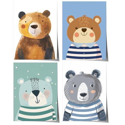 Poster Kinderzimmer Bär Wald Dschungel Aquarell Löwe Elefant · Kinderzimmer Bilder · Wand Deko · Kunst Druck · Deko Print · ohne Rahmen