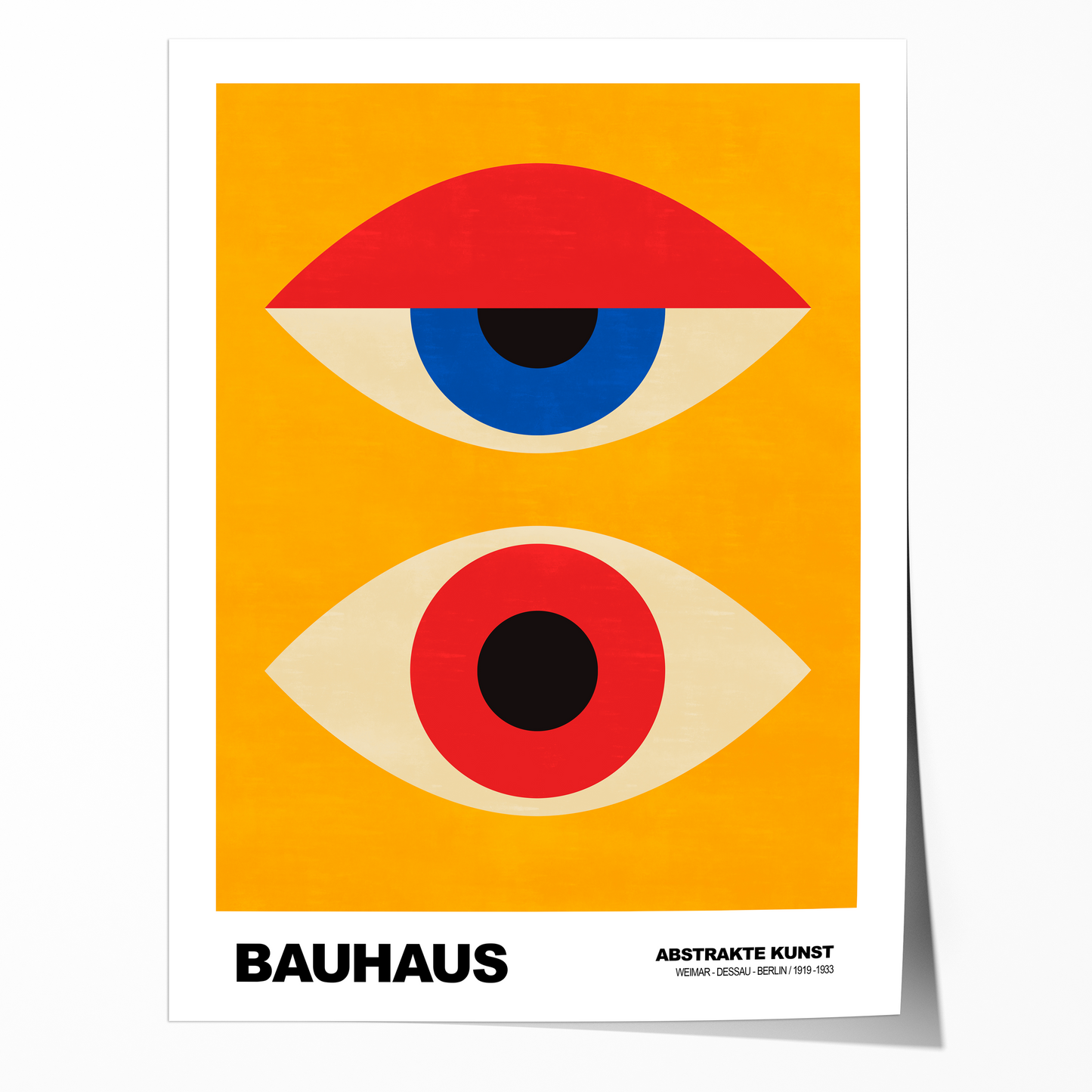 Poster Bauhaus Abstrakte Augen Kunst · Geometrisches Design in Gelb, Rot, Blau · Retro Mid Century Stil · Deko Print ohne Rahmen