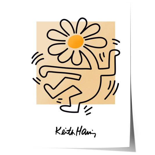 keith haring style dancing figure line art poster