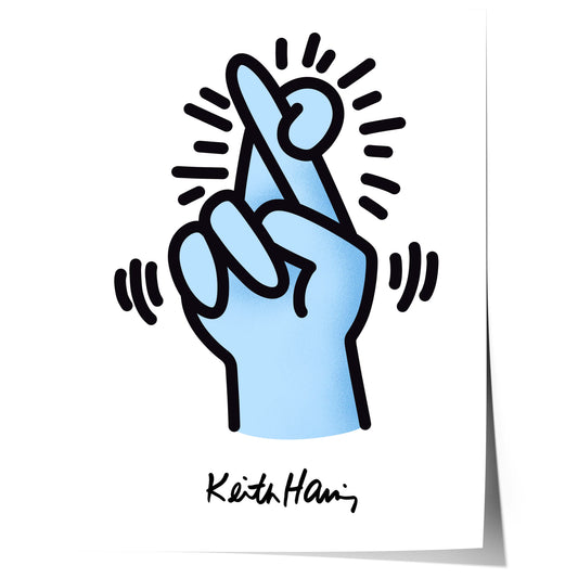 keith haring style finger heart hand line art poster
