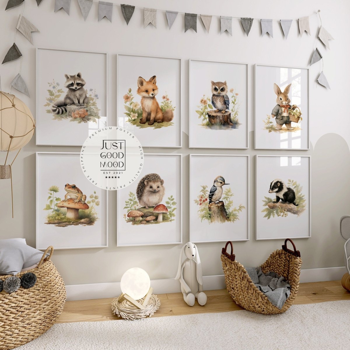 Kinderzimmer Poster Tiere Wald Wasserfarben · Wanddekoration Kinderzimmer Geschenkidee · Wand Deko · Kunst Druck · Deko Print · ohne Rahmen - justgoodmood