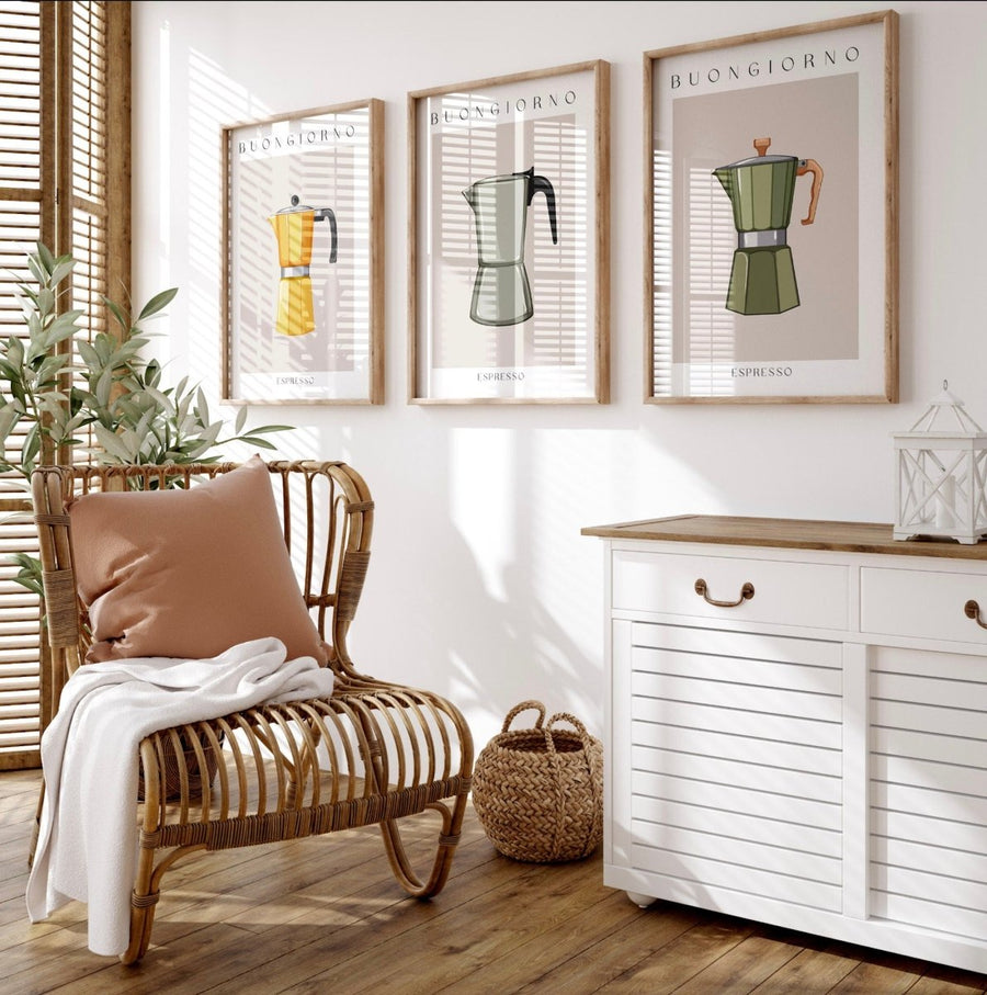 Küche Wand Kunst Poster · Geschenkidee · Moka Espresso · Kaffee Wandkunst · Barista · Morning Coffee · Wand Deko · Deko Print ohne Rahmen - justgoodmood
