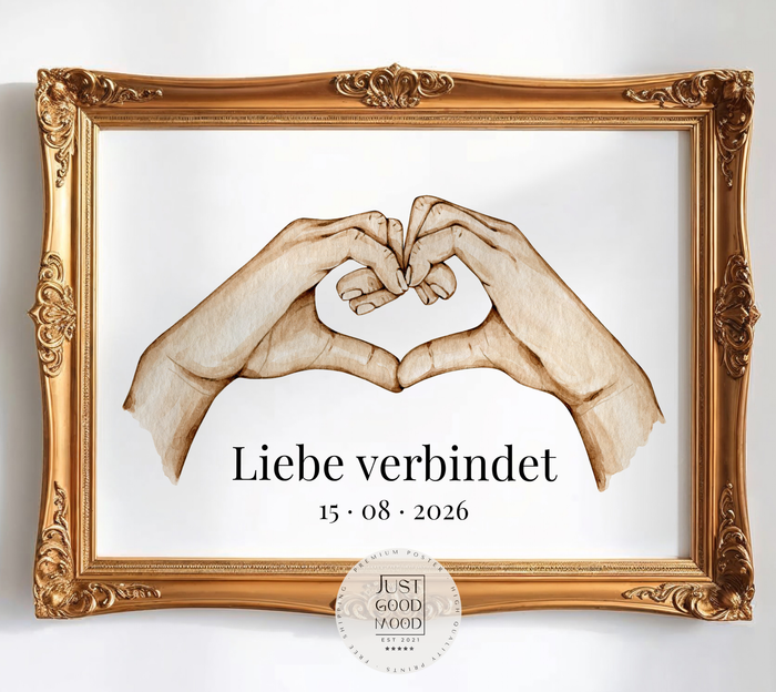 Hände Herz Liebe Poster – Premium Baumwoll-Canvas