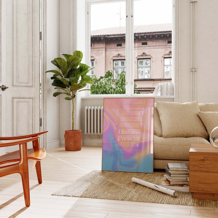 Live in Present Poster – Premium Baumwoll-Canvas