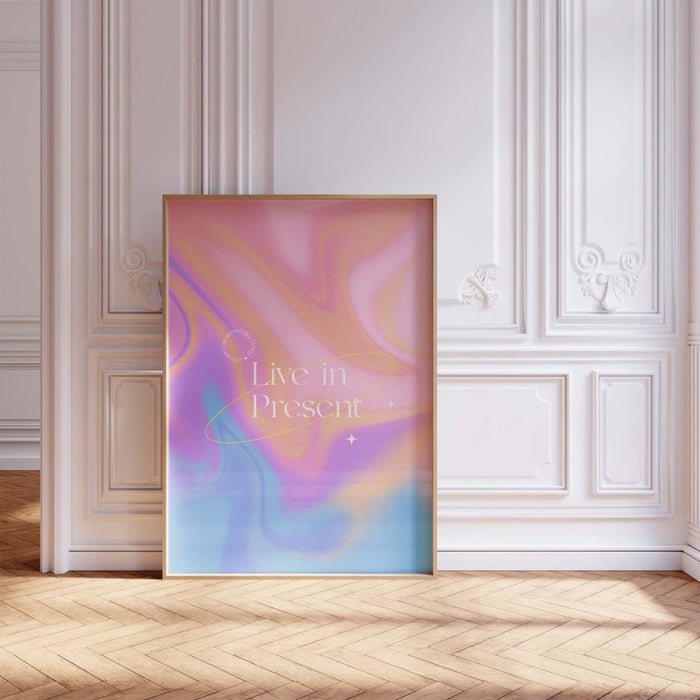 Live in Present Poster – Premium Baumwoll-Canvas