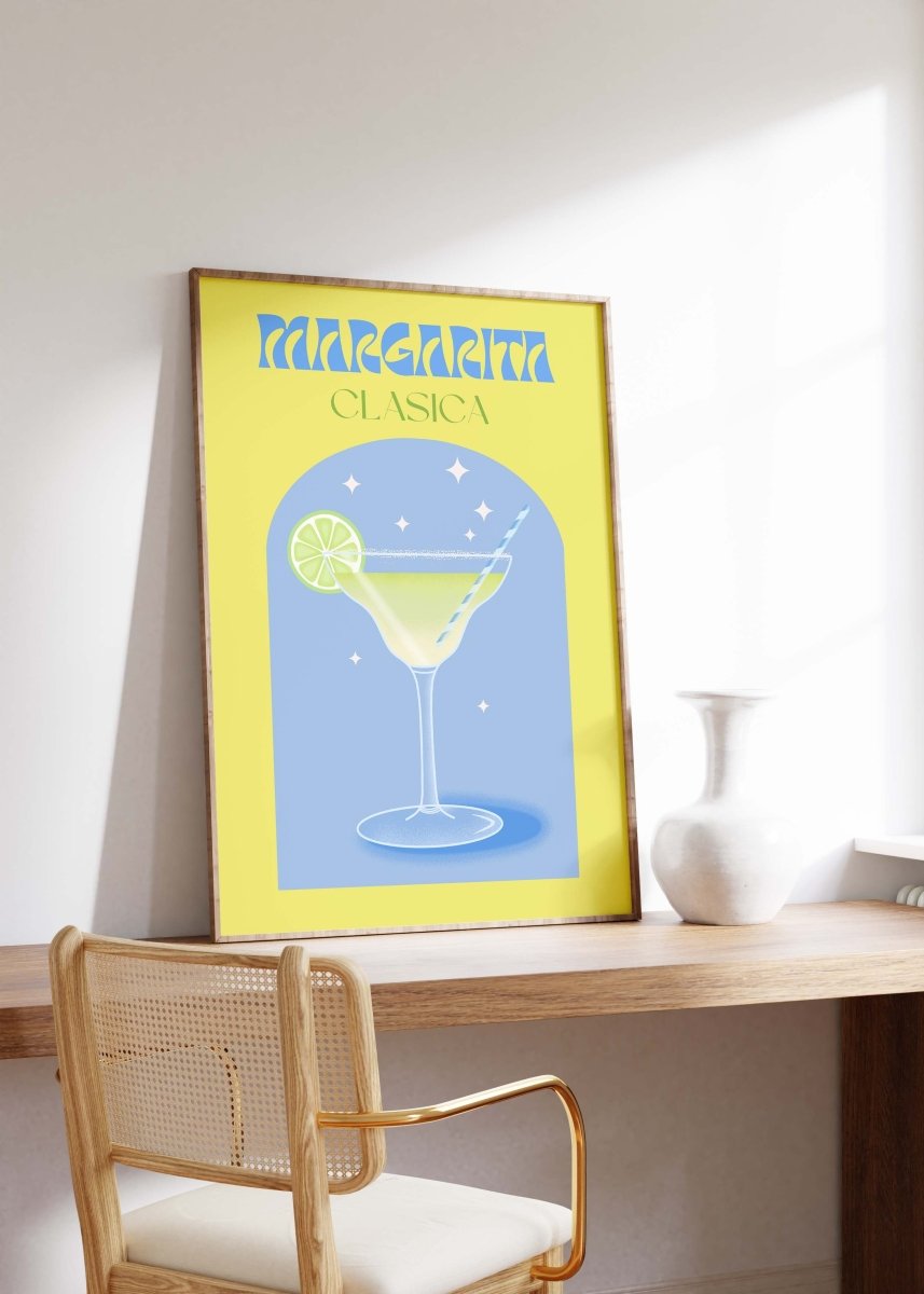 Margarita Clasica Poster · Retro Cocktail Illustration · Pop Art Stil in Pastellfarben · Print ohne Rahmen - justgoodmood