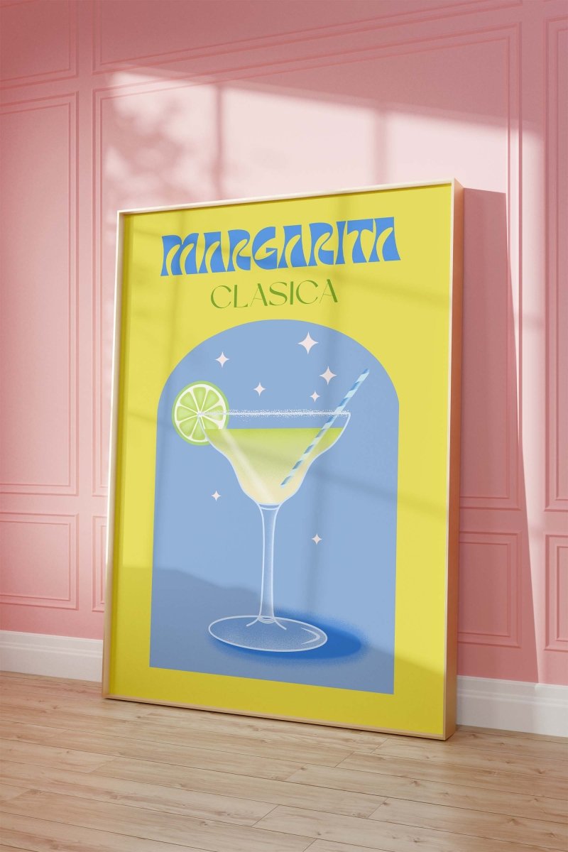 Margarita Clasica Poster · Retro Cocktail Illustration · Pop Art Stil in Pastellfarben · Print ohne Rahmen - justgoodmood
