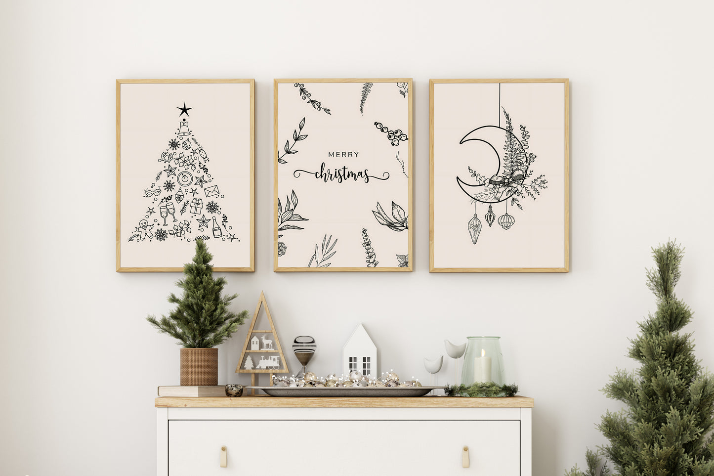 Minimalistisches Weihnachtsposter Frohe Weihnachten · Weihnachtsdruck · Geschenkidee · Weihnachtsbaum · Wand deko · Deko Print · ohne Rahmen