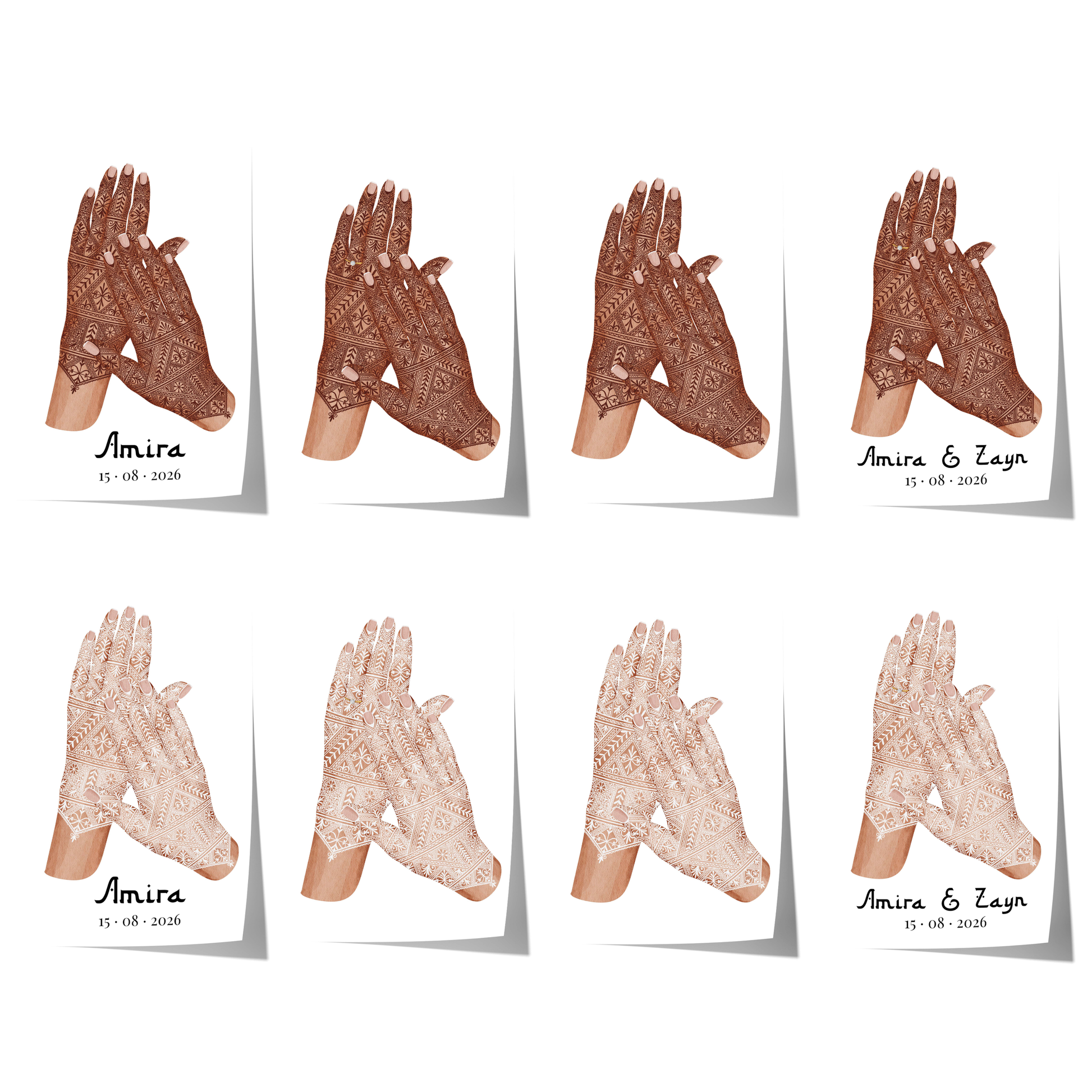 personalized mehndi hands couple wedding poster illustration