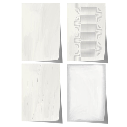 Minimalistisches abstraktes Poster mit feinen grauen Wellenlinien auf weißem Hintergrund und dezenter Struktur.