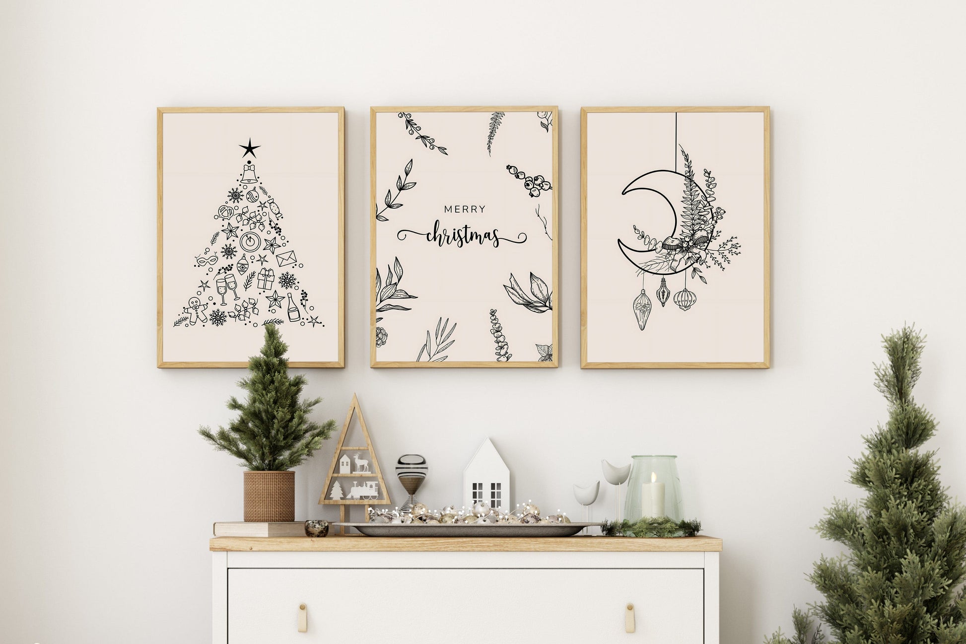 Minimalistisches Weihnachtsposter Frohe Weihnachten · Weihnachtsdruck · Geschenkidee · Weihnachtsbaum · Wand deko · Deko Print · ohne Rahmen - justgoodmood