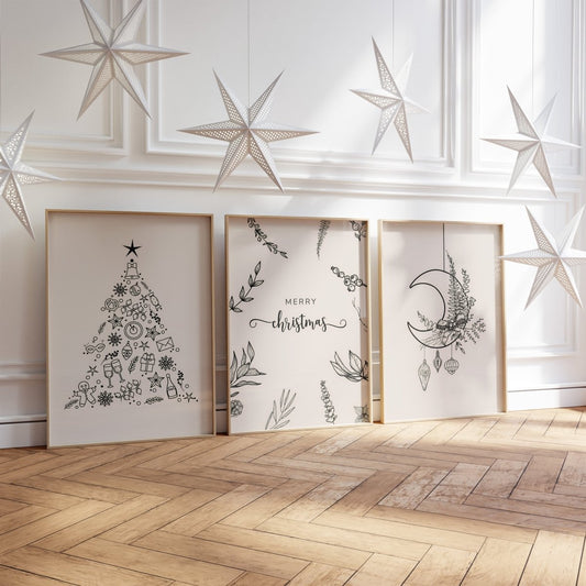 Minimalistisches Weihnachtsposter Frohe Weihnachten · Weihnachtsdruck · Geschenkidee · Weihnachtsbaum · Wand deko · Deko Print · ohne Rahmen - justgoodmood