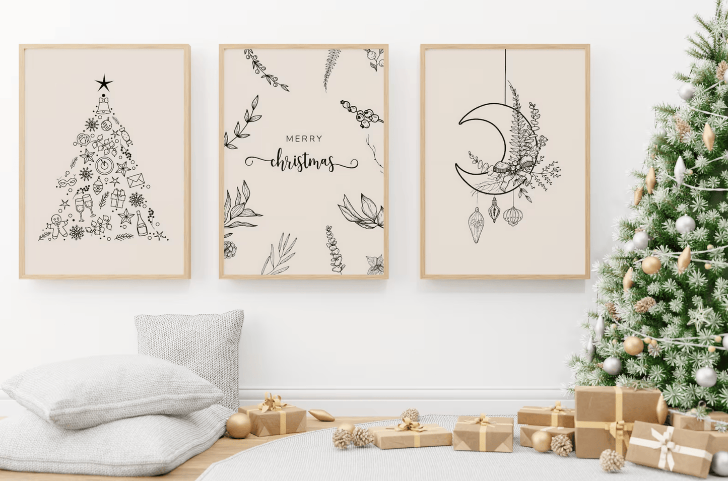 Minimalistisches Weihnachtsposter Frohe Weihnachten · Weihnachtsdruck · Geschenkidee · Weihnachtsbaum · Wand deko · Deko Print · ohne Rahmen - justgoodmood