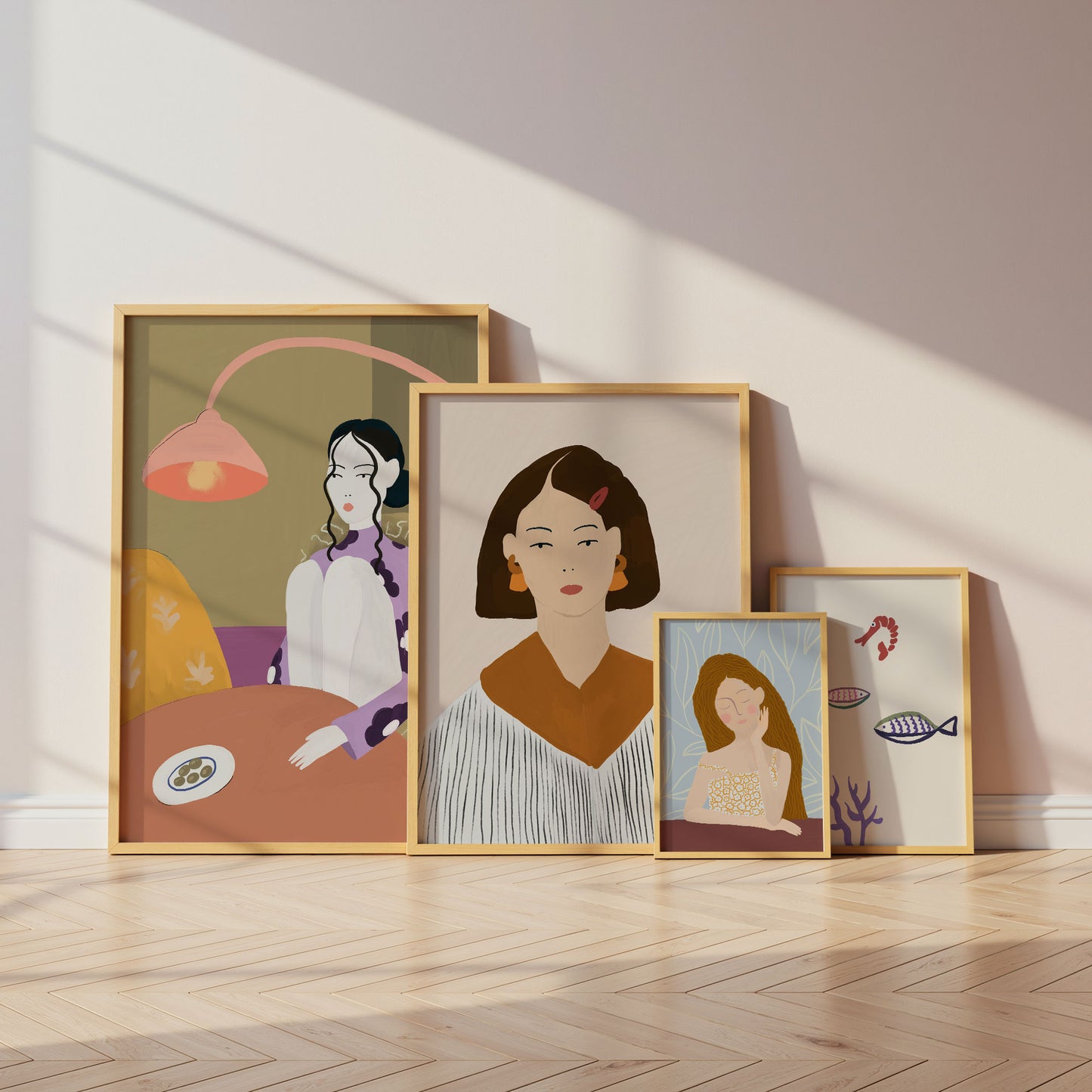 Feminine Porträt Poster · Geschenkidee · Feminine Figuren Körperkunst Maritime Illustrationen · Dekoprint ohne Rahmen