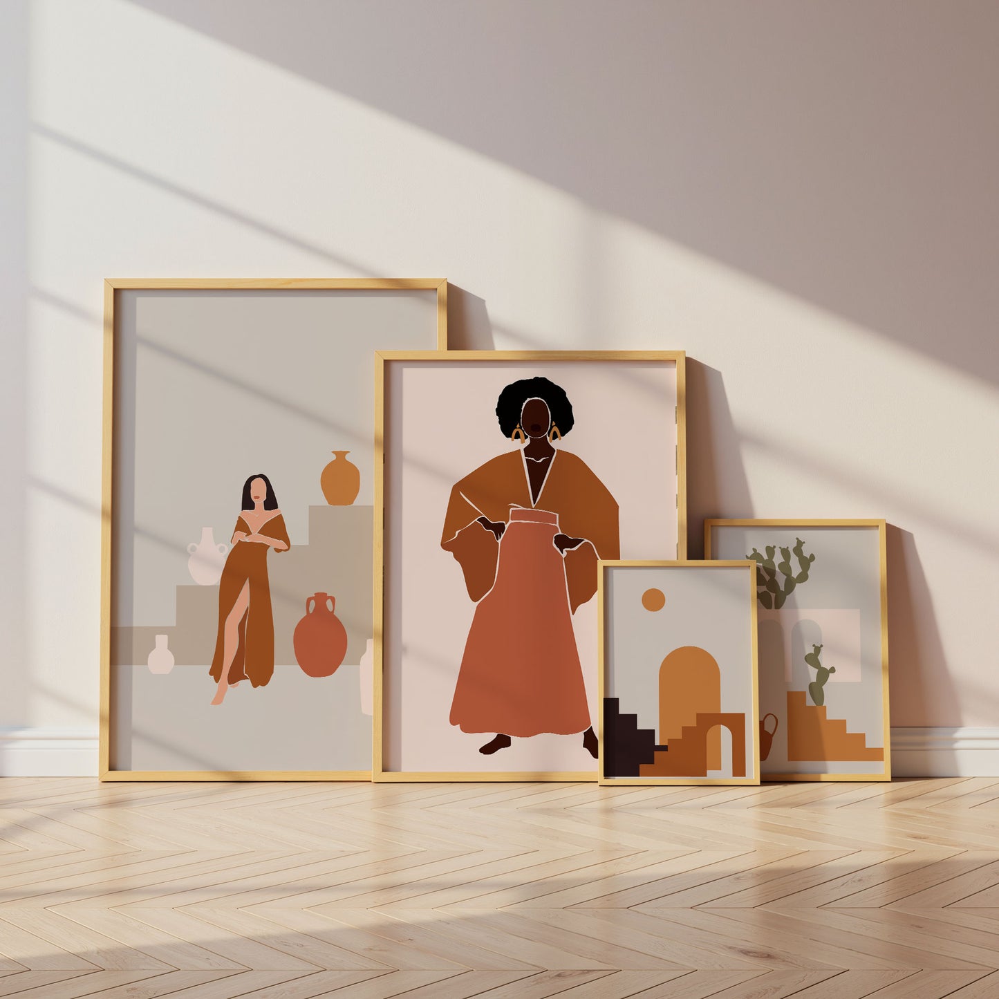Abstrakte Frauen Poster · Geschenkidee · Boho Figuren, Terrakotta und Minimalistische Kunst · Dekoprint ohne Rahmen