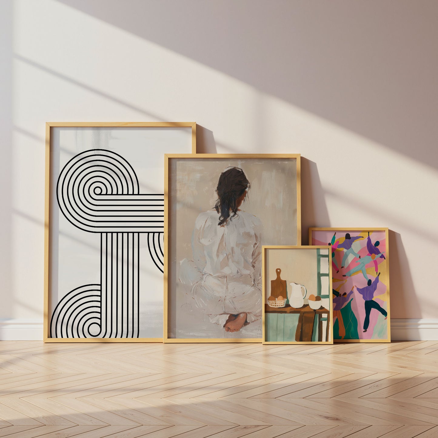 Abstrakte Linien Poster · Geschenkidee · Minimalistische Line Art in Beige, Schwarz und Naturtönen · Dekoprint ohne Rahmen
