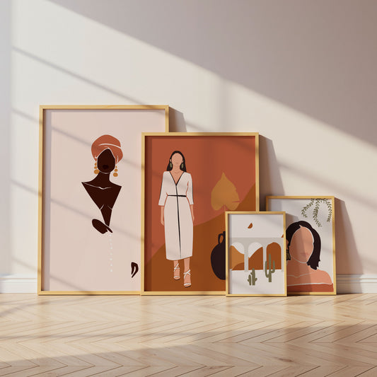 Abstrakte Frauen Poster · Geschenkidee · Boho Frauen Terrakotta Wüstenmotive · Dekoprint ohne Rahmen