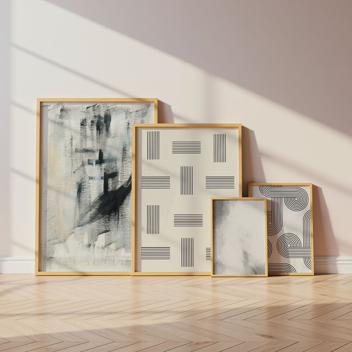 Abstrakte Linienkunst Poster · Geschenkidee · Minimalistische Schwarz-Weiß Geometrie und organische Formen · Dekoprint ohne Rahmen