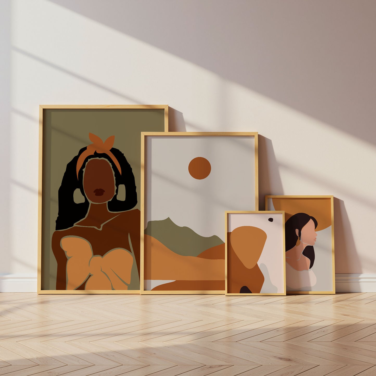 Boho Frauen Poster · Geschenkidee · Terrakotta, Minimalistische Figuren und Abstrakte Formen · Dekoprint ohne Rahmen