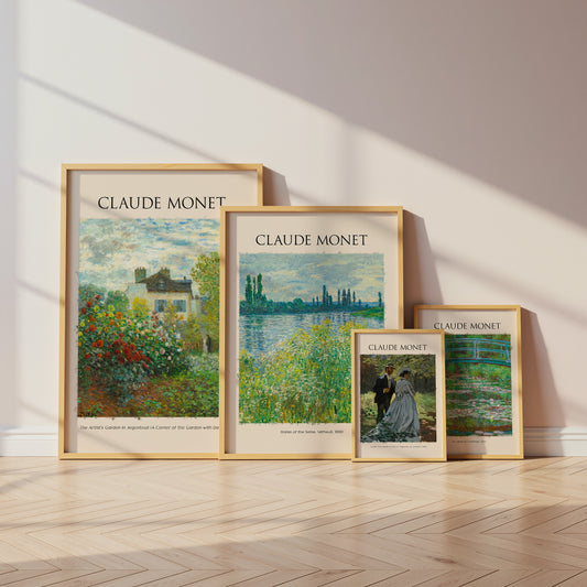 Claude Monet Kunst Poster · Geschenkidee · Impressionistische Gärten Seine Landschaften Blumen Brücken · Dekoprint ohne Rahmen