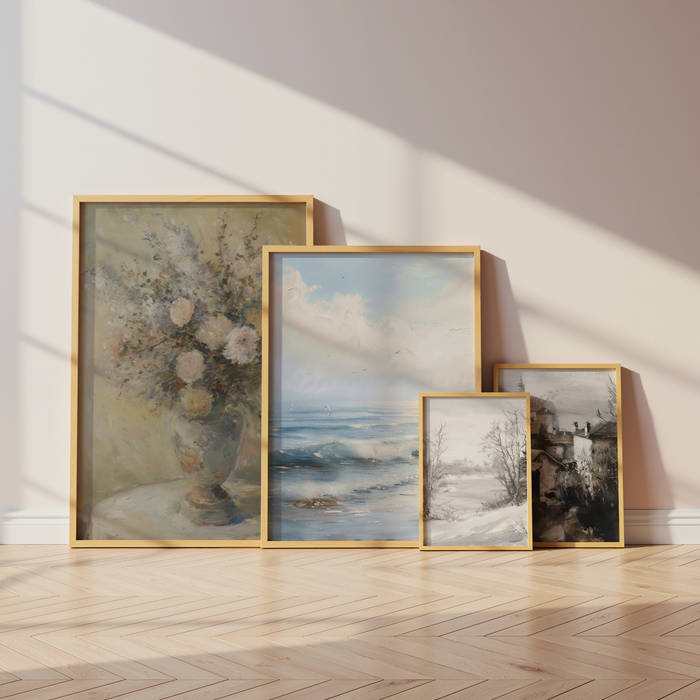 Dorf & Blumen Poster im Vintage Stil