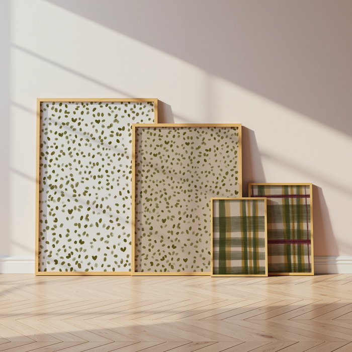 Geschenkidee · Karomuster und Kleine Blumen Poster Ästhetische Muster Prints · Dekoprint ohne Rahmen | JUSTGOODMOOD