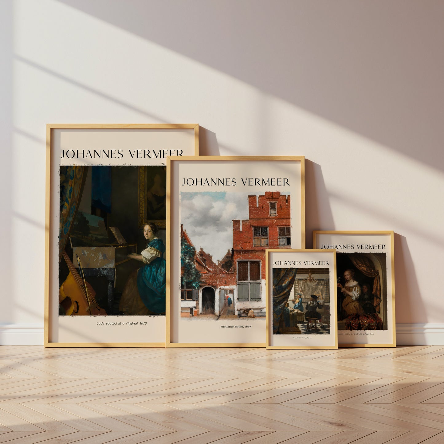 Johannes Vermeer Poster · Geschenkidee · Frau mit Papagei Straßenszene Malkunst Musik · Dekoprint ohne Rahmen