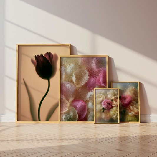 Blumen Poster · Rosen Tulpen hinter Glas Natur Fotografie · Dekoprint ohne Rahmen