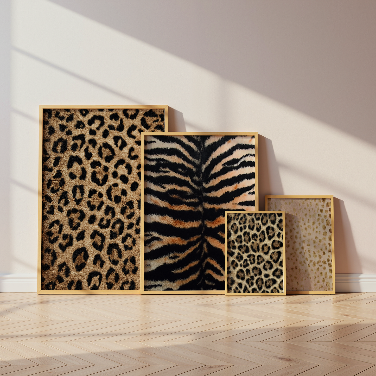 Wildtiermuster Poster · Geschenkidee · Leopard Tiger Gepard  Felloptik · Dekoprint ohne Rahmen