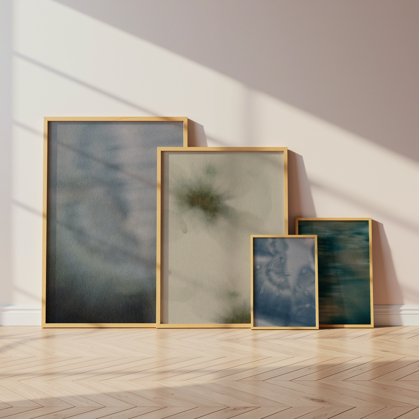 Abstrakte Poster · Geschenkidee · Aquarell Wandbilder · Moderne Kunst in Blau, Grün & Beige · Dekoprint ohne Rahmen