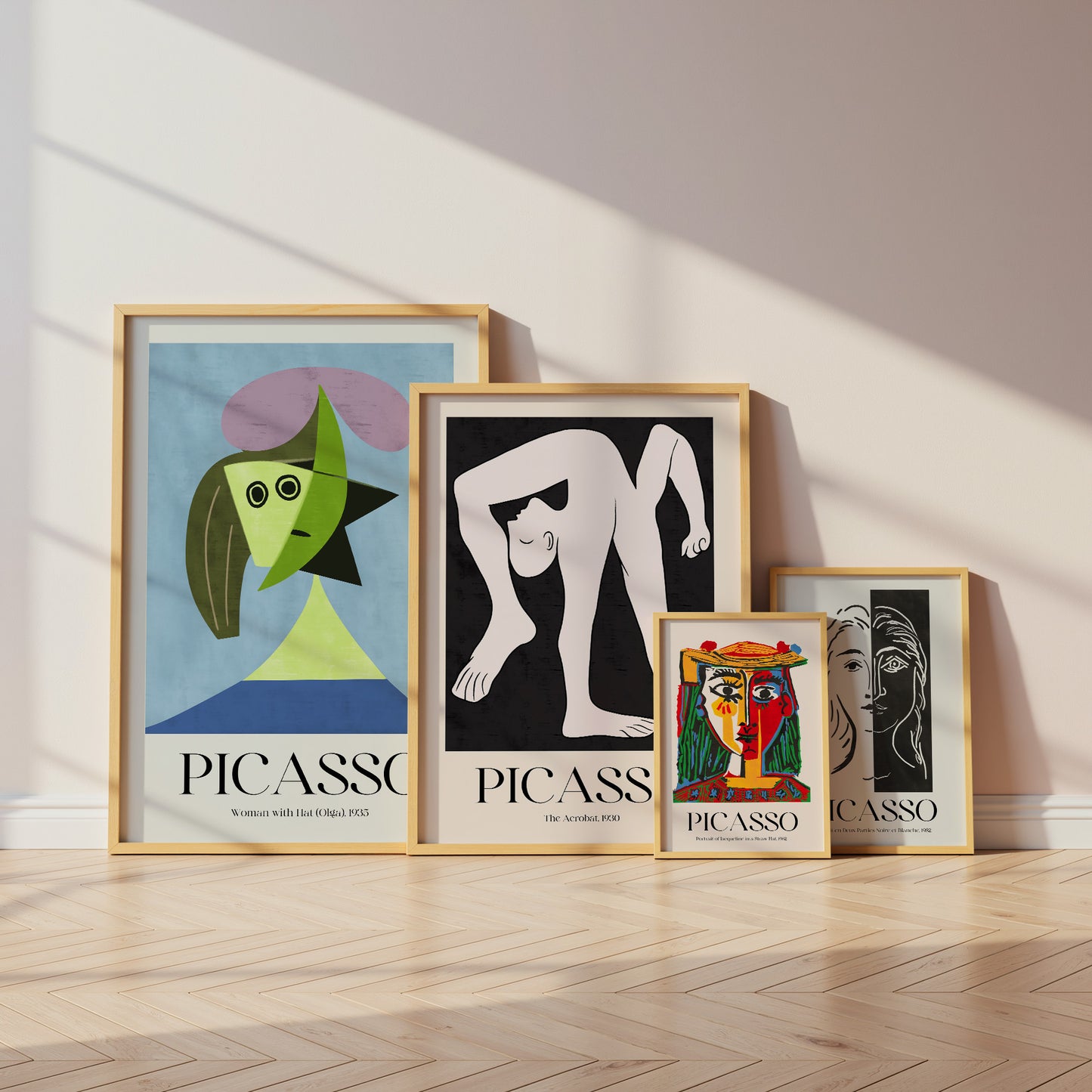 Pablo Picasso Poster · Geschenkidee · Abstrakte Porträts Kubistische Gesichter Farbige Kunst · Dekoprint ohne Rahmen