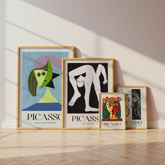 Pablo Picasso Poster · Geschenkidee · Abstrakte Porträts Kubistische Gesichter Farbige Kunst · Dekoprint ohne Rahmen