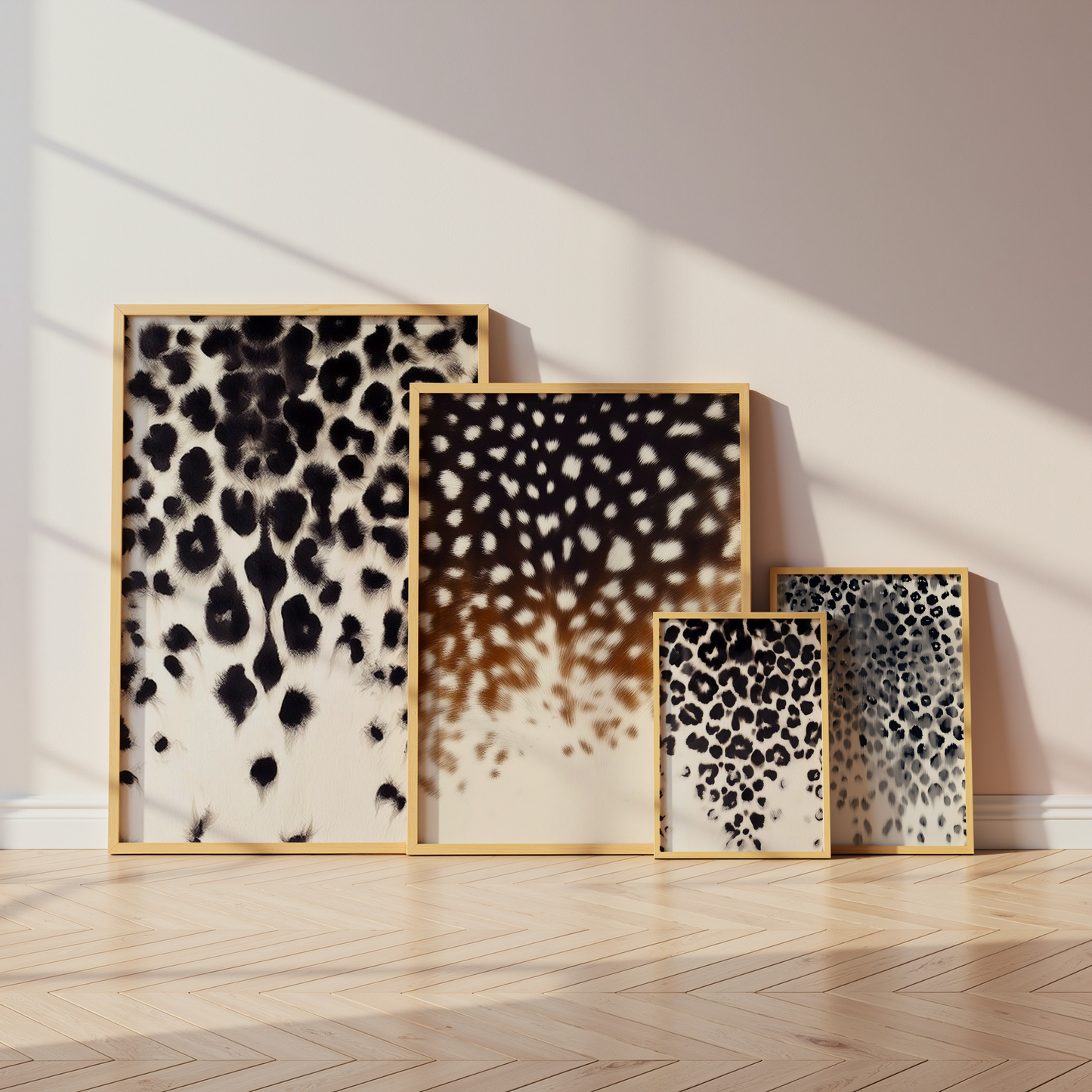 Tiermuster-Poster · Geschenkidee · Leopard Giraffe gepunktete Felloptik · Dekoprint ohne Rahmen