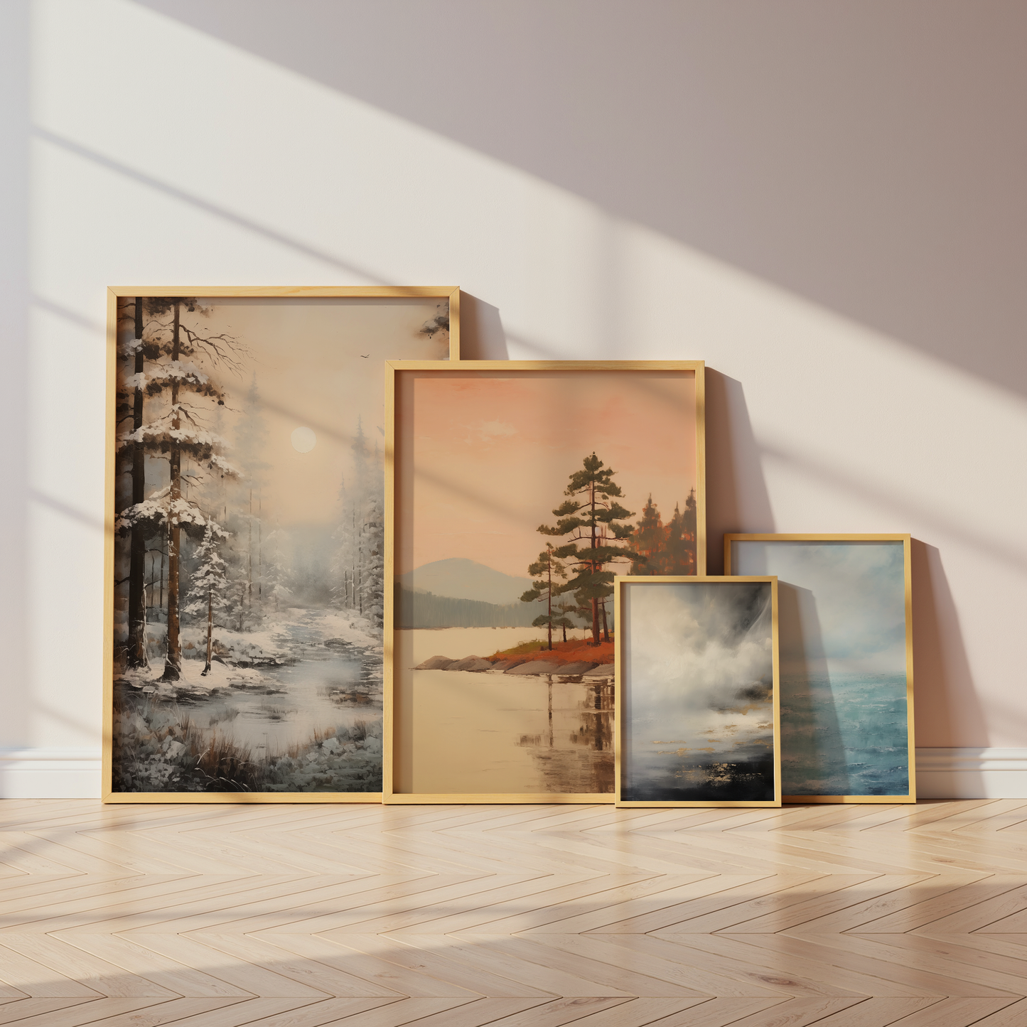 Vintage Landschaft Poster · Geschenkidee · Wald- und Meereslandschaften · Dekoprint ohne Rahmen