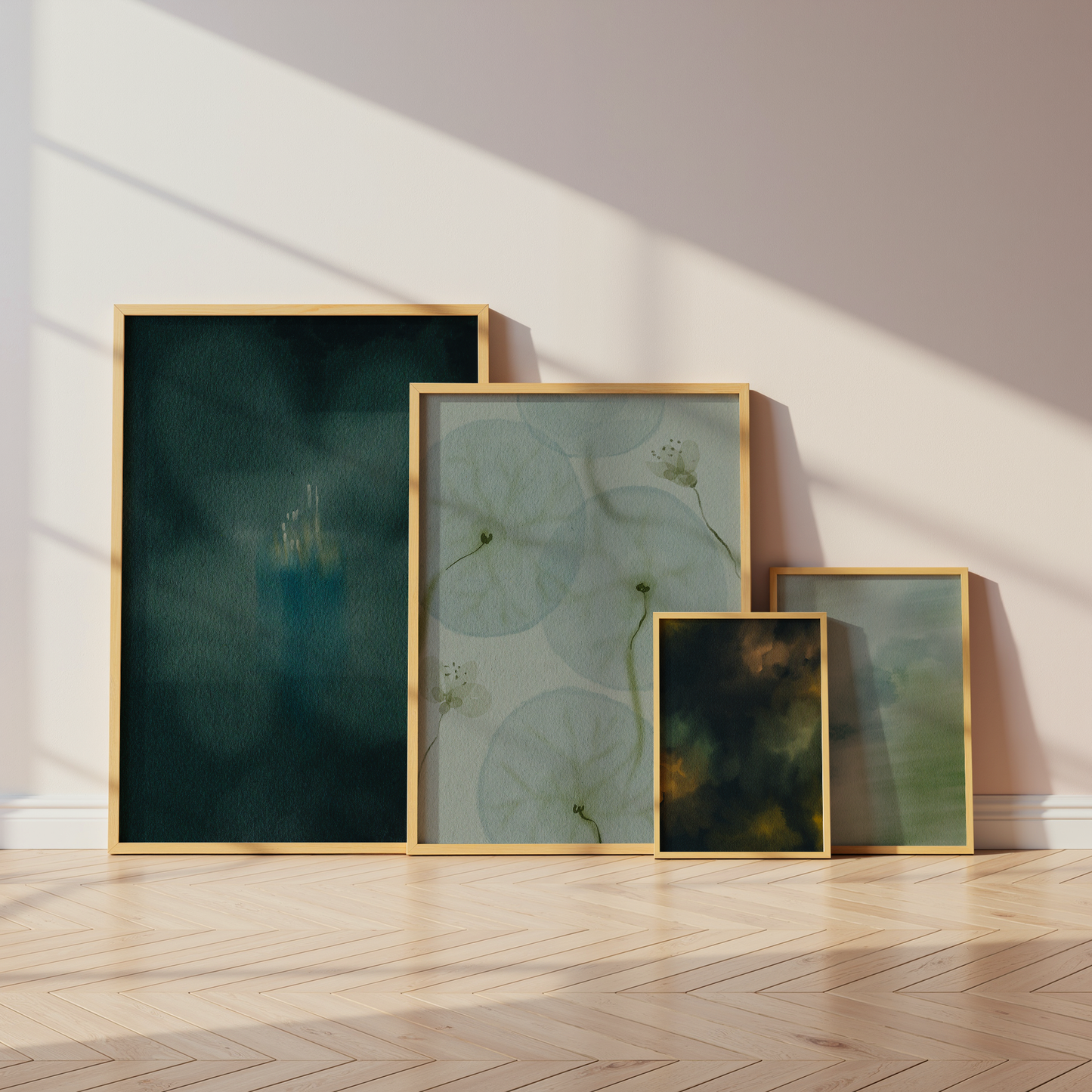 Aquarell Natur Poster · Geschenkidee · Botanische Blätte Sanfte Landschaften Abstrakte Waldkunst · Dekoprint ohne Rahmen