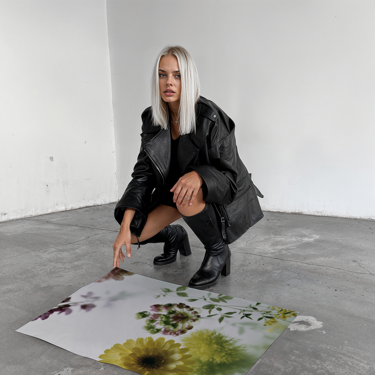 Blumen Poster · Geschenkidee · Rosen Ranunkeln hinter nassem Glas · Dekoprint ohne Rahmen