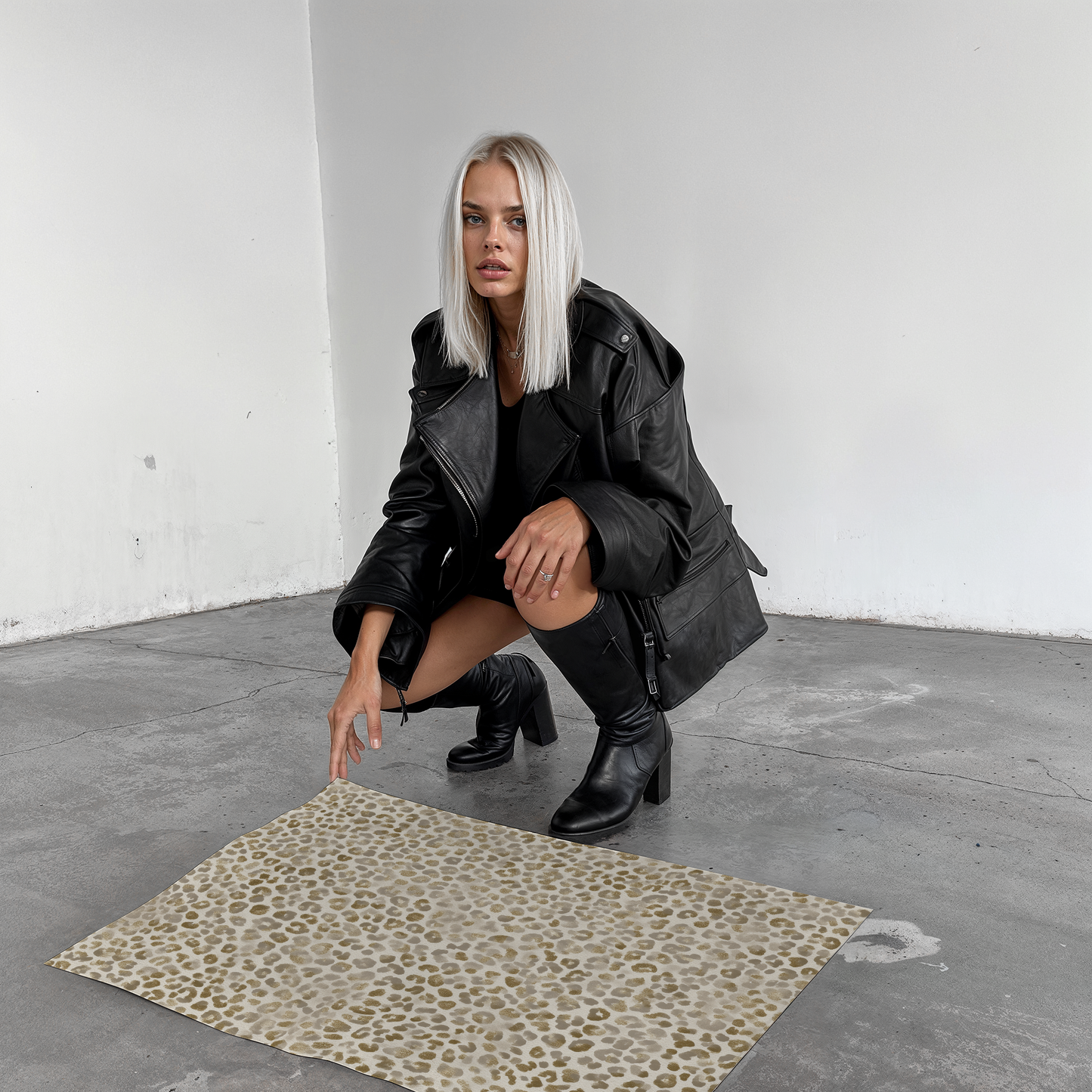 Tiermuster Poster · Geschenkidee · Monochrome und Braune Tierfell Muster Leopard Flecken und Tiger Texturen · Dekoprint ohne Rahmen