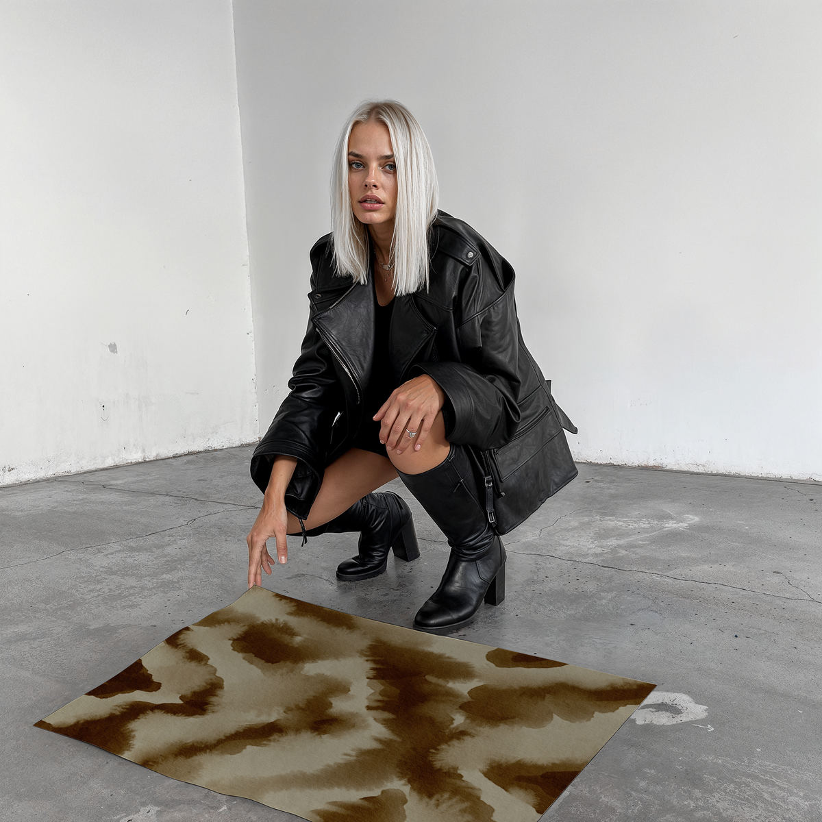 Poster Wandbilder Wohnzimmer · Leopard Schachbrett · Abstrakte Bilder ohne Rahmen ·