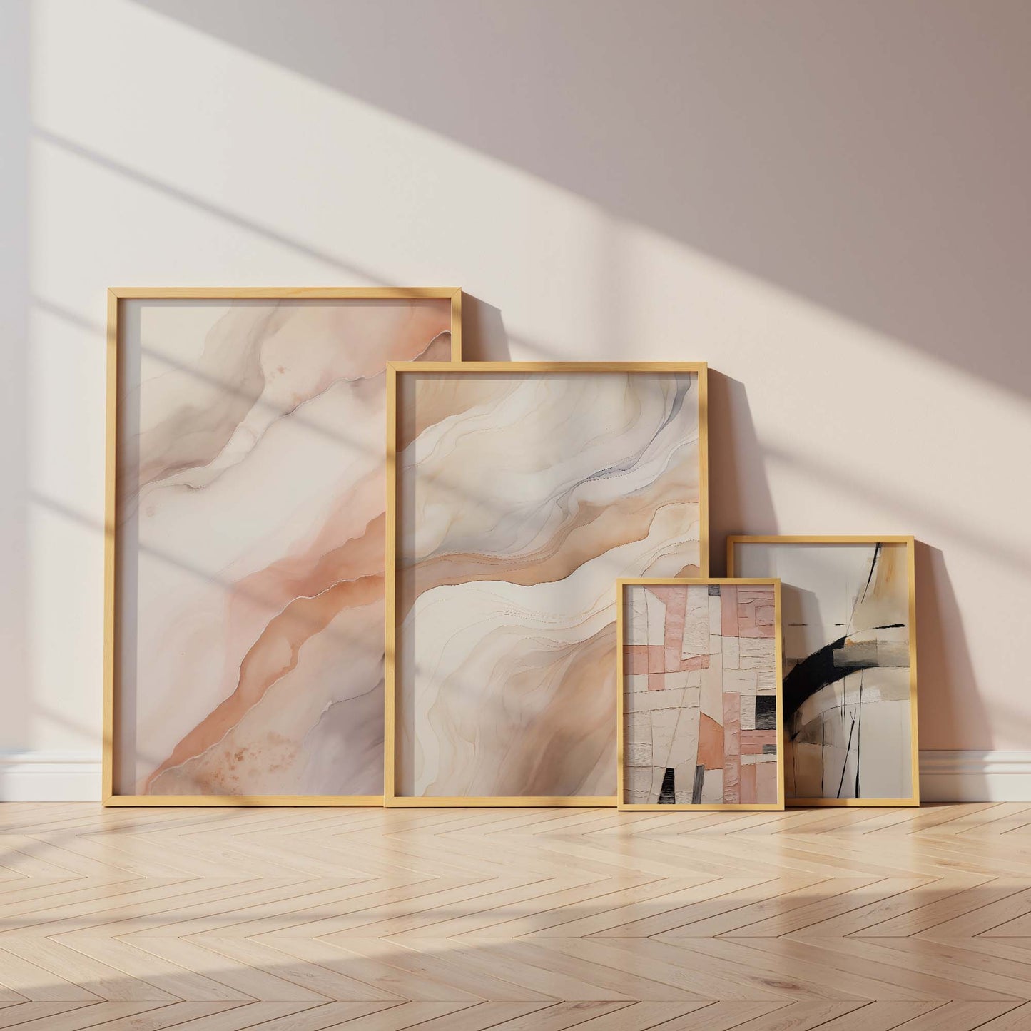 Abstrakte Marmor Poster · Geschenkidee · Fließende Beige Rosé Formen und Moderne Strukturkunst · Dekoprint ohne Rahmen