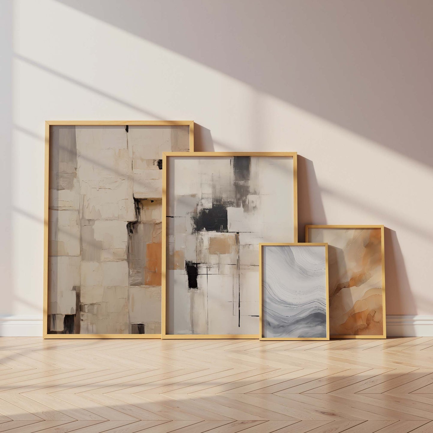 Abstrakte Beige Poster · Geschenkidee · Organische Formen und Moderne Texturkunst in Sanften Naturtönen · Dekoprint ohne Rahmen