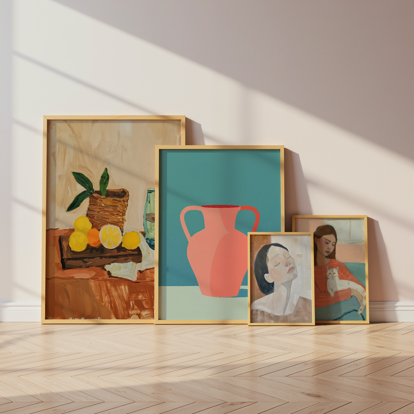 Moderne Kunst Poster · Geschenkidee · Abstrakte Porträts, Frau mit Katze, Stillleben & Boho Wandbilder · Dekoprint ohne Rahmen