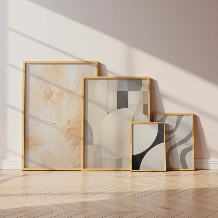 Geometrische Poster in Beige, Schwarz & Grau