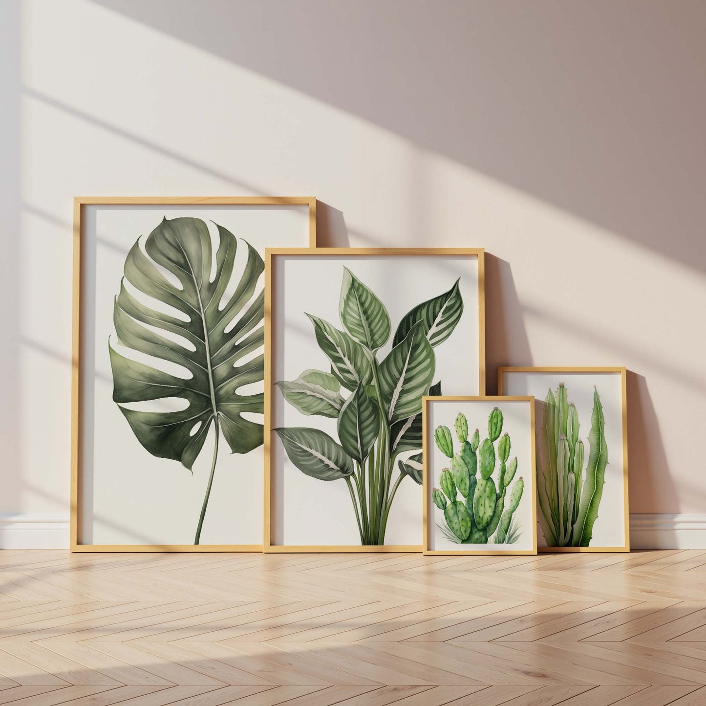 Botanik Poster · Geschenkidee · Monstera Kakteen und Tropische Pflanzen · Dekoprint ohne Rahmen
