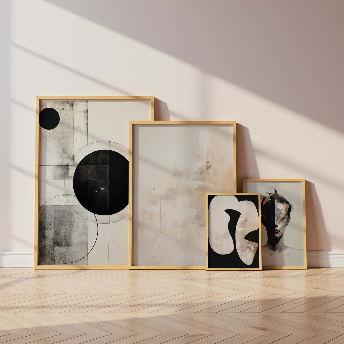 Geometrische Abstrakte Poster · Geschenkidee · Moderne Schwarz Beige Wandkunst mit Minimalistischem Design · Print ohne Rahmen