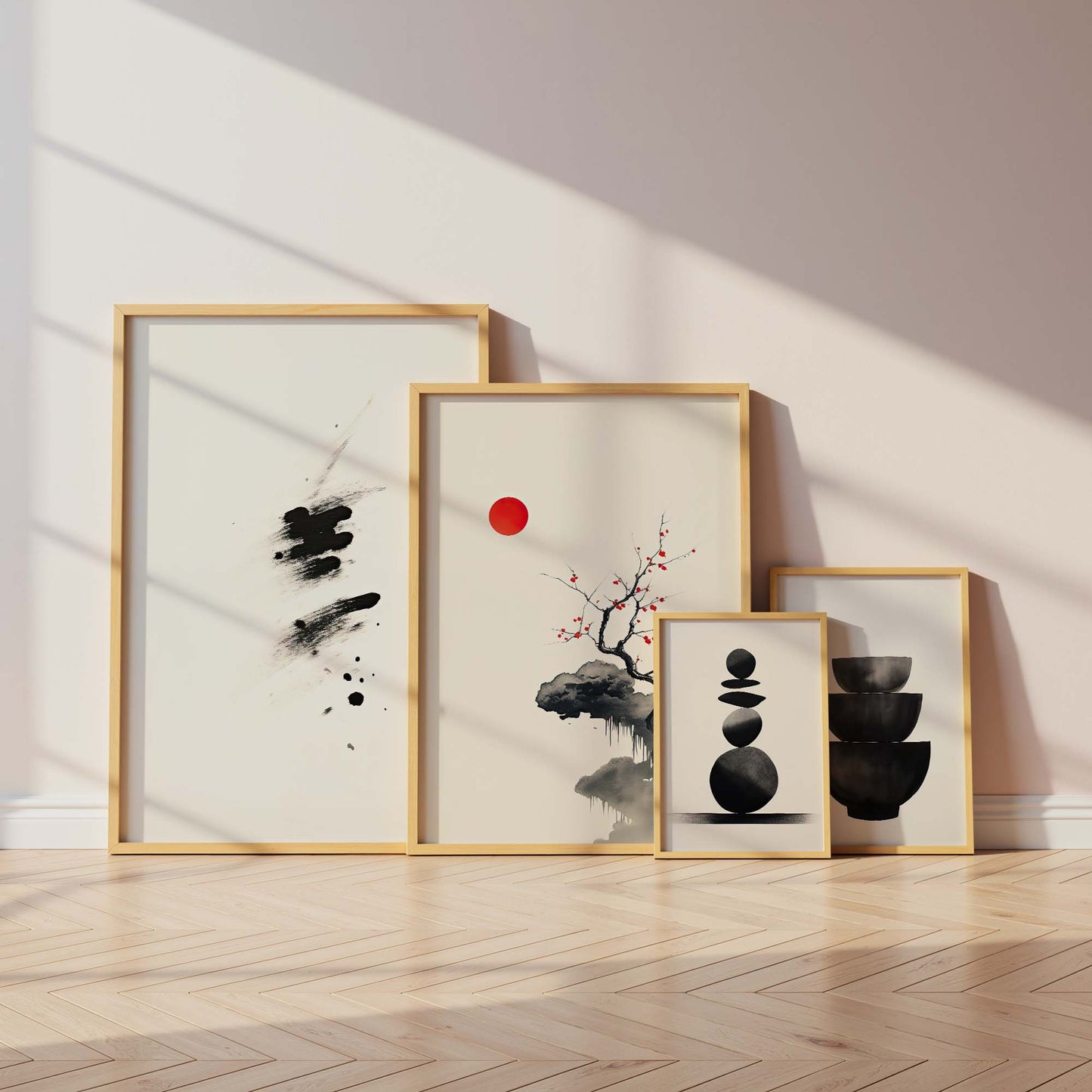 Japan Poster · Geschenkidee · Zen Minimalismus Sumi-e Geometrie und Wabi Sabi · Dekoprint ohne Rahmen