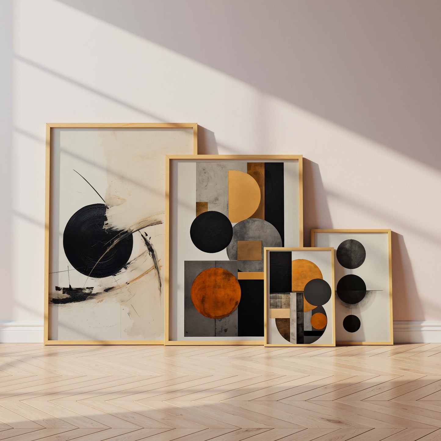 Moderne Abstrakte Kunst Poster · Geschenkidee · Geometrische Schwarz Beige Wandbilder für Wohnzimmer Büro Schlafzimmer · Print ohne Rahmen