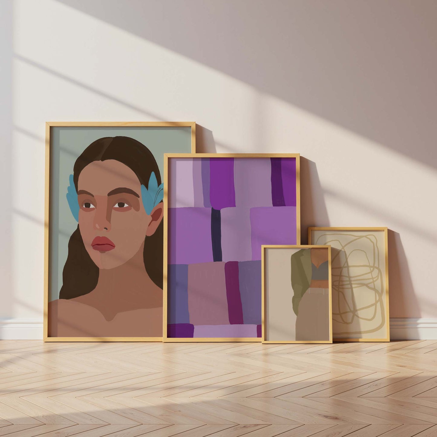 Violette Muse Poster · Geschenkidee · Abstrakte Frauenkunst Line Art Moderne Farbkunst · Dekoprint ohne Rahmen